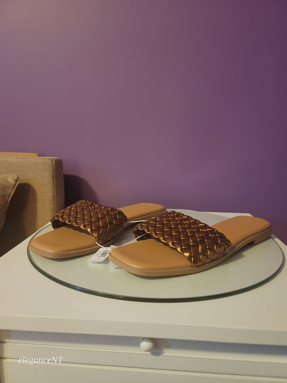 Old Navy Metallic Bronze Woven Slide Sandals - Women Sz: 11 NWT